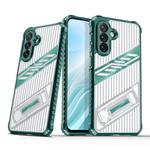 For Samsung Galaxy A36 / A56 5G Plating Holder PC Hybrid TPU Phone Case(Dark Green)