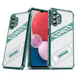 For Samsung Galaxy A13 4G / 5G Plating Holder PC Hybrid TPU Phone Case(Dark Green)