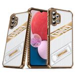 For Samsung Galaxy A13 4G / 5G Plating Holder PC Hybrid TPU Phone Case(Desert Gold)