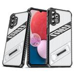 For Samsung Galaxy A13 4G / 5G Plating Holder PC Hybrid TPU Phone Case(Transparent Black)