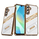 For Samsung Galaxy A16 Plating Holder PC Hybrid TPU Phone Case(Desert Gold)