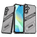 For Samsung Galaxy A16 Plating Holder PC Hybrid TPU Phone Case(Gray Black)