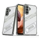 For Samsung Galaxy A34 5G Plating Holder PC Hybrid TPU Phone Case(Space Gray)