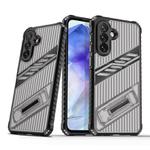 For Samsung Galaxy A35 / A55 5G Plating Holder PC Hybrid TPU Phone Case(Gray Black)