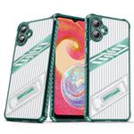 For Samsung Galaxy A04e Plating Holder PC Hybrid TPU Phone Case(Dark Green)
