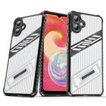 For Samsung Galaxy A04e Plating Holder PC Hybrid TPU Phone Case(Transparent Black)