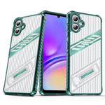 For Samsung Galaxy A05 Plating Holder PC Hybrid TPU Phone Case(Dark Green)