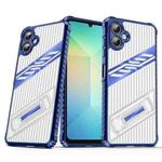 For Samsung Galaxy A06 Plating Holder PC Hybrid TPU Phone Case(Navy Blue)
