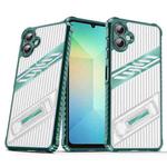 For Samsung Galaxy A06 Plating Holder PC Hybrid TPU Phone Case(Dark Green)