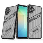For Samsung Galaxy A06 Plating Holder PC Hybrid TPU Phone Case(Gray Black)