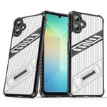 For Samsung Galaxy A06 Plating Holder PC Hybrid TPU Phone Case(Transparent Black)