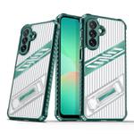 For Samsung Galaxy A26 5G Plating Holder PC Hybrid TPU Phone Case(Dark Green)
