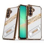 For Samsung Galaxy A26 5G Plating Holder PC Hybrid TPU Phone Case(Desert Gold)