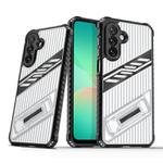 For Samsung Galaxy A26 5G Plating Holder PC Hybrid TPU Phone Case(Transparent Black)
