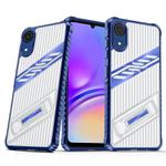 For Samsung Galaxy A03 Core Plating Holder PC Hybrid TPU Phone Case(Navy Blue)