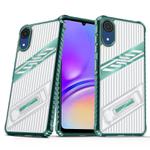 For Samsung Galaxy A03 Core Plating Holder PC Hybrid TPU Phone Case(Dark Green)