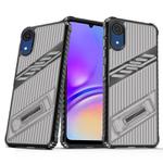 For Samsung Galaxy A03 Core Plating Holder PC Hybrid TPU Phone Case(Gray Black)