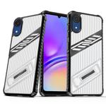 For Samsung Galaxy A03 Core Plating Holder PC Hybrid TPU Phone Case(Transparent Black)