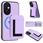 For Honor 200 CX01 Detachable Magsafe Magnetic Card Bag Phone Case(Light Purple)