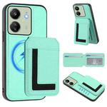 For Redmi 13C 4G / Xiaomi Poco C65 CX01 Detachable Magsafe Magnetic Card Bag Phone Case(Mint Green)