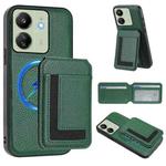 For Redmi 13C 4G / Xiaomi Poco C65 CX01 Detachable Magsafe Magnetic Card Bag Phone Case(Peacock Green)