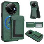 For Redmi A3 / A3x / Xiaomi Poco C61 CX01 Detachable Magsafe Magnetic Card Bag Phone Case(Peacock Green)