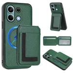 For Redmi Note 13 4G CX01 Detachable Magsafe Magnetic Card Bag Phone Case(Peacock Green)