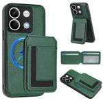 For Redmi Note 13 5G CX01 Detachable Magsafe Magnetic Card Bag Phone Case(Peacock Green)