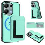 For Redmi Note 13 Pro 4G / Poco M6 Pro CX01 Detachable Magsafe Magnetic Card Bag Phone Case(Mint Green)
