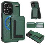 For Redmi Note 13 Pro+ CX01 Detachable Magsafe Magnetic Card Bag Phone Case(Peacock Green)