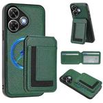 For Redmi Note 13R / 13 4G / 13 5G CX01 Detachable Magsafe Magnetic Card Bag Phone Case(Peacock Green)