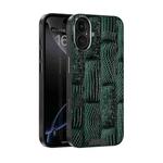For iPhone 16 ABEEL Beast Pattern 6D Micro-Embossed MagSafe Genuine Leather Phone Case(Green)