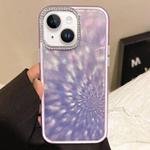 For iPhone 15 Diamond Lens Frame Glare PC Hybrid TPU Phone Case(Dark Purple)