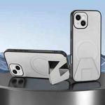 For iPhone 14 Sheepskin Texture MagSafe Magnetic Invisible Holder Integrated Phone Case(White)