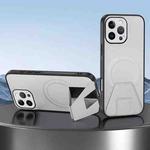 For iPhone 13 Pro Max Sheepskin Texture MagSafe Magnetic Invisible Holder Integrated Phone Case(White)