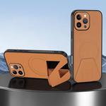 For iPhone 13 Pro Sheepskin Texture MagSafe Magnetic Invisible Holder Integrated Phone Case(Brown)
