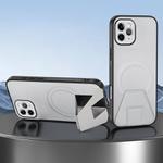 For iPhone 11 Pro Sheepskin Texture MagSafe Magnetic Invisible Holder Integrated Phone Case(White)