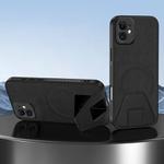 For iPhone 11 Sheepskin Texture MagSafe Magnetic Invisible Holder Integrated Phone Case(Black)
