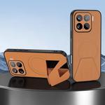 For Xiaomi 15 Sheepskin Texture MagSafe Magnetic Invisible Holder Integrated Phone Case(Brown)