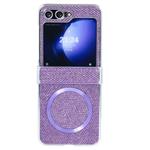 For Samsung Galaxy Z Flip5 Glitter Powder MagSafe Magnetic Fold Phone Case(Purple)