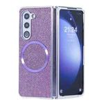 For Samsung Galaxy Z Fold5 Glitter Powder MagSafe Magnetic Fold Phone Case(Purple)