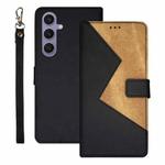 For Samsung Galaxy S25+ 5G idewei Two-color Splicing Leather Phone Case(Black)