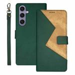 For Samsung Galaxy S25+ 5G idewei Two-color Splicing Leather Phone Case(Green)