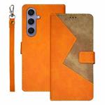For Samsung Galaxy S25+ 5G idewei Two-color Splicing Leather Phone Case(Orange)