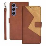 For Samsung Galaxy S25+ 5G idewei Two-color Splicing Leather Phone Case(Brown)