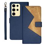 For Samsung Galaxy S25 Ultra 5G idewei Two-color Splicing Leather Phone Case(Blue)