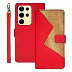 For Samsung Galaxy S25 Ultra 5G idewei Two-color Splicing Leather Phone Case(Red)
