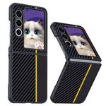 For ZTE nubia Flip2 Carbon Fiber Texture Printing Phone Case(Black Yellow)