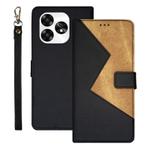 For Umidigi A15 idewei Two-color Splicing Leather Phone Case(Black)