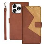 For Umidigi A15 idewei Two-color Splicing Leather Phone Case(Brown)
